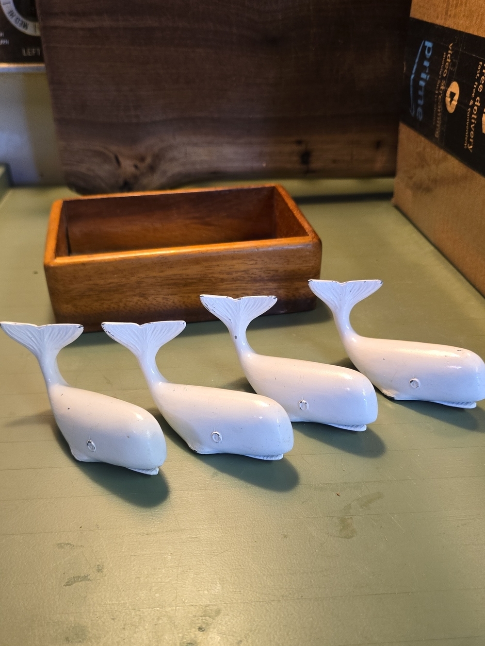 Vintage Nautical Chart/Map Weights, Set Of 4, White Sperm Whale, Moby Dick